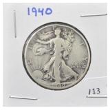 1940 WALKING LIBERTY SILVER HALF DOLLAR