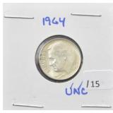 1964 ROOSEVELT SILVER DIME - UNC