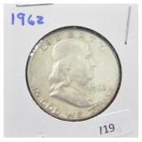 1962 FRANKLIN SILVER HALF DOLLAR