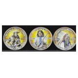 3 LEGENDS OF THE WEST COLORIZED HALF DOLLARS