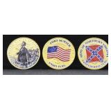 3 CIVIL WAR COLORIZED HALF DOLLARS
