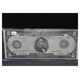 1914 - $5 FEDERAL RESERVE NOTE - LARGE NOTE