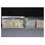2 WWII JAPANESE NOTES AND 2 WWII ALLIED NOTES