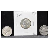 3 WAR NICKELS - INCLUDES 1945 BU NICKEL
