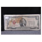 8 - $2 BILLS - ONE IS 1928-G RED SEAL (TORN