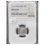 1916 MERCURY DIME - NGC GRADED: MS62 FB