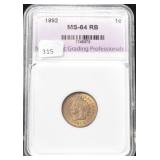 1892 INDIAN HEAD PENNY - NGP GRADED: MS-64 RB