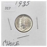 1935 MERCURY SILVER DIME