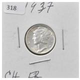 1937 MERCURY SILVER DIME