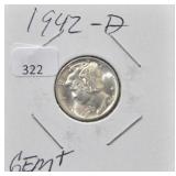1942-D MERCURY SILVER DIME
