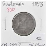 1893 GUATEMALA 25 CENTAVOS COIN