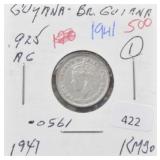 1941 BRITISH GUIANA FOUR PENCE COIN