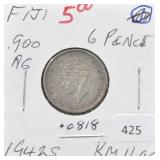 1942-S FIJI 6 PENCE COIN