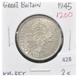 1945 GREAT BRITAIN 2 SCHILLING