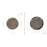 2 - 2¢ COINS - WORN