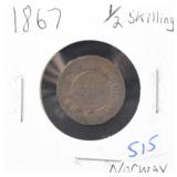 1867 NORWAY 1/2 SKILLING