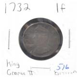 1732 BRITISH KING GEORGE II - 1F