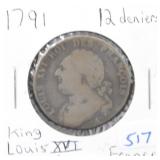 1791 FRANCE KING LOUIS XVI - 12 DENIERS