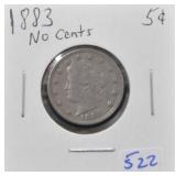 1883 "V" NICKEL - NO CENTS