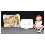 2 PORCELAIN ASHTRAYS (1 MADE IN OCCUPIED JAPAN) AN