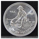 1982 "THE AMERICAN PROSPECTOR" 1 OZ. SILVER ROUND