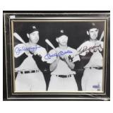 DIMAGGIO/MANTLE/WILLIAMS SIGNED AND FRAMED PHOTO