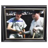 TED WILLIAMS SIGNED AND FRAMED PHOTO - WITH BABE