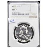 1955 FRANKLIN SILVER DOLLAR - NGC GRADED: PF67