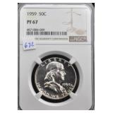 1959 FRANKLIN HALF DOLLAR - NGC GRADED: PF67
