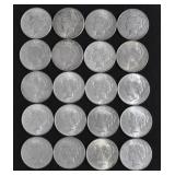MIXED ROLL OF SILVER PEACE DOLLARS - 20 TIMES BID