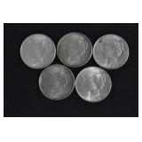 1925 PEACE SILVER DOLLARS - 5 TIMES BID