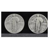 2 STANDING LIBERTY QUARTERS 1930, 1927