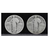 2 STANDING LIBERTY QUARTERS 1926, 1925