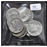 10 MERCURY DIMES ASST. DATES