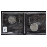 2 BARBER DIMES 1895, 1887