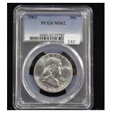 1963 FRANKLIN 50C PCGS MS62