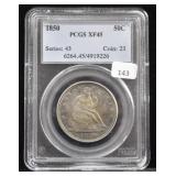 1850 50 CENT PCGS XF45 SERIES 43