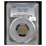 1858 1 CENT PCG VF30 SMALL LETTER