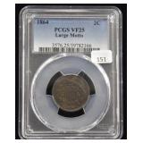 1864 2 CENT PCGS VF25 LARGE MOTTO