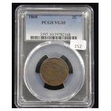 1868 2 CENT - PCGS VG10