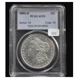 1893-O MORGAN 1 DOLLAR PCGS AU53