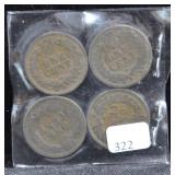 4 INDIAN HEAD CENT - 1904, 1893, 1909, 1896