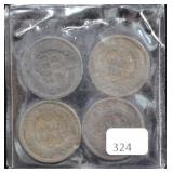 4 INDIAN HEAD CENT - 1880, 1905, 1908, 1892