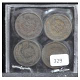 4 INDIAN HEAD CENT - 1893, 1901, 1903, 1902