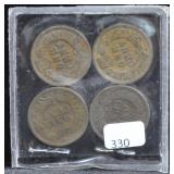 4 INDIAN HEAD CENT - 1905, 1903, 1907, 1904