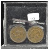 2 INDIAN HEAD CENT - 1907, 1905