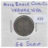 AVIS EAGLE COAL CO. LYNBURN WV 5 CENT