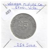 WANDA MINING CO., ETHEL, W. VA - 25 CENT SCRIPT