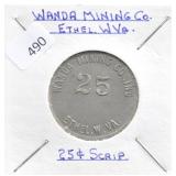 WANDA MINING CO., ETHEL, W. VA - 25 CENT SCRIPT