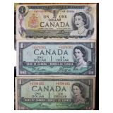 3 CANADIAN $1 NOTES AND REPRODUCTION